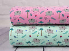 RESTST�CK 55 cm Jersey Elefanten Palmen, rosa