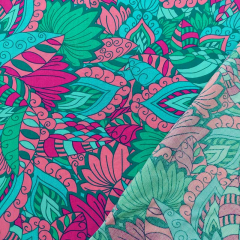 Viskose Stoff Blumen Webware bunt, pink mint petrol