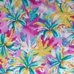 Viskose Stoff Palmen Meterware Webware Sommerlicher Druck- gelb pink mint petrol