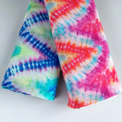Viskose Krepp Stoff Batik Look Zickzackmuster Ethnomuster kobaltblau limegreen pink