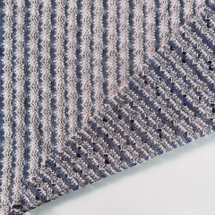 H�kelstoff Streifen Meterware, jeansblau beige
