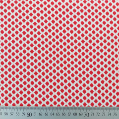 Viskose Satin Stoff Rauten Meterware seidig fein - rot cremewei� - Made in Italy - Deadstock