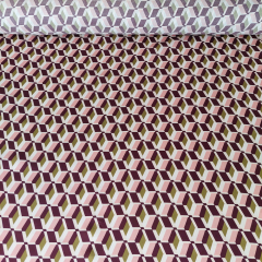 Viskose Satin Stoff Blusenstoff grafisches Muster Retroprint - limegreen burgundy cremewei� - Made in Italy