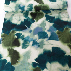 Viskose Jersey Stoff Gingko Bl�tter - dunkelgr�n hellgr�n jeansblau