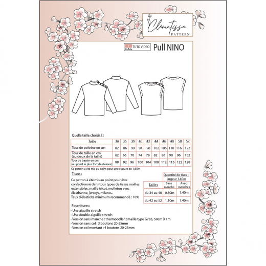 Papierschnittmuster Damen Pullover/Pullunder NINO - Clematisse Pattern