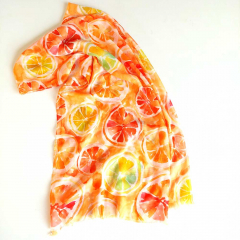 Halstuch Schal Zitronenscheiben, rot orange