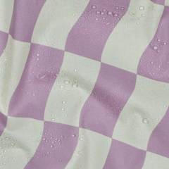 Wasserabweisender Baumwollstoff Retro Wellen Meterware – beschichtet, Wei� Lila