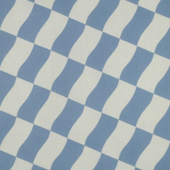 Wasserabweisender Baumwollstoff Retro Wellen Meterware – beschichtet, Wei� Blau