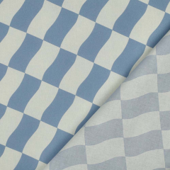 Wasserabweisender Baumwollstoff Retro Wellen Meterware – beschichtet, Wei� Blau