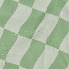 Wasserabweisender Baumwollstoff Retro Wellen Meterware – beschichtet, Wei� Gr�n