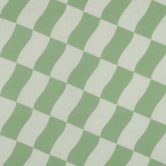 Wasserabweisender Baumwollstoff Retro Wellen Meterware – beschichtet, Wei� Gr�n