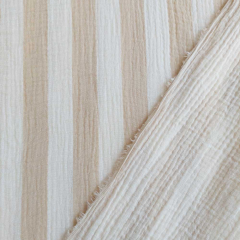 Musselin Stoff Streifen beige wei� Double Gauze Meterware