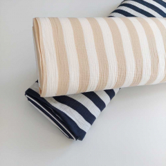 Musselin Stoff Streifen beige wei� Double Gauze Meterware