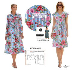 Baumwollstoff Streifen Blumendruck Webware Meterware, pink hellblau wei�