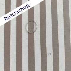 beschichteter Canvas Stoff Streifen Leinen Optik, braun beige