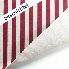 beschichteter Canvas Stoff Streifen Leinen Optik, braun dunkelrot