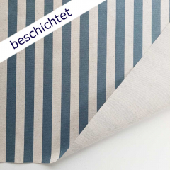 beschichteter Canvas Stoff Streifen Leinen Optik, petrol natur