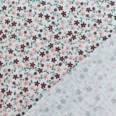 Musselin Stoff Bl�mchen kleine Blumen weinrot rosa wei�