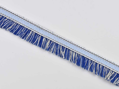 Fransenband Ethno Streifen 25 mm Baumwolle, dunkelblau wei�