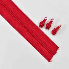 endlos Rei�verschluss Meterware 3 mm + 3 Schieber, rot