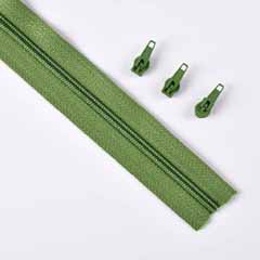 endlos Rei�verschluss Meterware 3 mm + 3 Schieber, moosgr�n