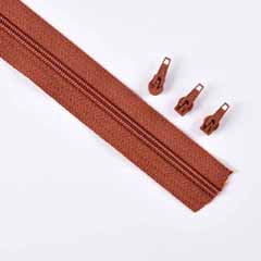 endlos Rei�verschluss Meterware 3 mm + 3 Schieber, terracotta