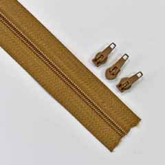 endlos Rei�verschluss Meterware 3 mm + 3 Schieber, camel