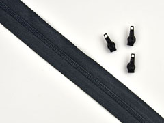 endlos Rei�verschluss Meterware 3 mm + 3 Schieber, schwarz