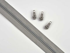 endlos Rei�verschluss Meterware 5 mm + 3 Schieber, grau