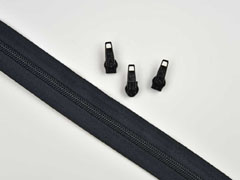 endlos Rei�verschluss Meterware 5 mm + 3 Schieber, schwarz