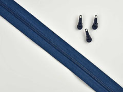 endlos Rei�verschluss Meterware 3 mm + 3 Schieber, indigo blau