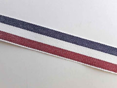 Webband Streifen 25 mm, dunkelrot wei� navy