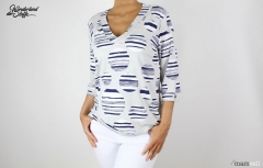 RESTST�CK 168 cm Viskosejerseystoff Kreise, navy cremewei� hellgrau