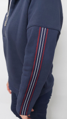 Heavy Jogging Sweat Stoff dick weich angeraut, dunkelblau