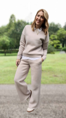 RESTST�CK 49 cm Heavy Jogging Sweat Stoff dick weich angeraut, helltaupe meliert