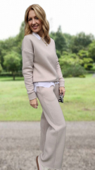 RESTST�CK 49 cm Heavy Jogging Sweat Stoff dick weich angeraut, helltaupe meliert