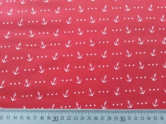 Baumwollstoff Anker Seaside Anchor Star Hilco, wei� rot