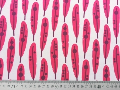 EINZELST�CK 150 cm Jersey Federn, pink auf weiss