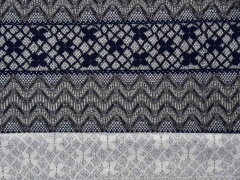 RESTST�CK 250 cm Strick Jacquard Streifenbord�ren, grau blau