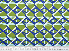 RESTST�CK 80 cm Jerseystoff Gitternetz, dunkelblau wei� gr�n