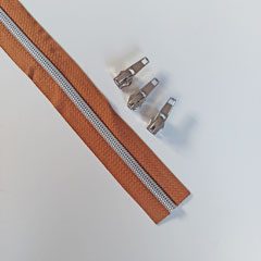 1 m Rei�verschluss metallisiert SILBER 6,5 mm Spirale + 3 Schieber, goldbraun