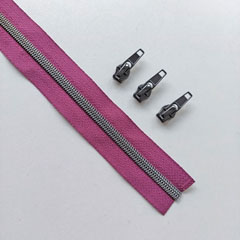 1 m Rei�verschluss metallisiert GUNMETAL 6,5 mm Spirale + 3 Schieber, beere