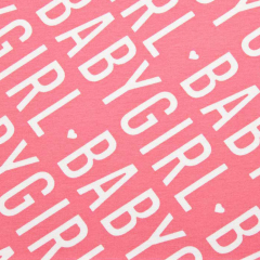 Sweatstoff French Terry Schriftzug BABYGIRL Herzen, cremewei� koralle