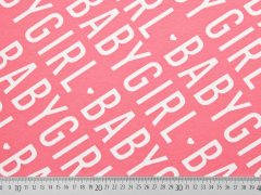 Sweatstoff French Terry Schriftzug BABYGIRL Herzen, cremewei� koralle