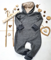 Rippenb�ndchen Hipster-Beanie Stoff, anthrazit melange
