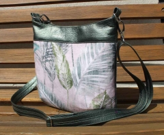 Dekostoff Half Panama tropische Bl�tter, gr�n beige