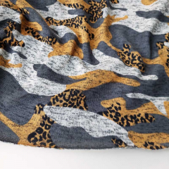 Strickstoff Camouflage flauschige R�ckseite, ockergelb grau