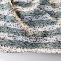 Strickstoff Streifen flauschige R�ckseite Meterware, mint grau