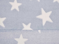Wellness Fleece Stoff Jacquard Sterne, wei� hellblau