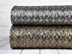 Glitzerstoff 3-Strukturstoff Rauten Kreuze, gold metallic